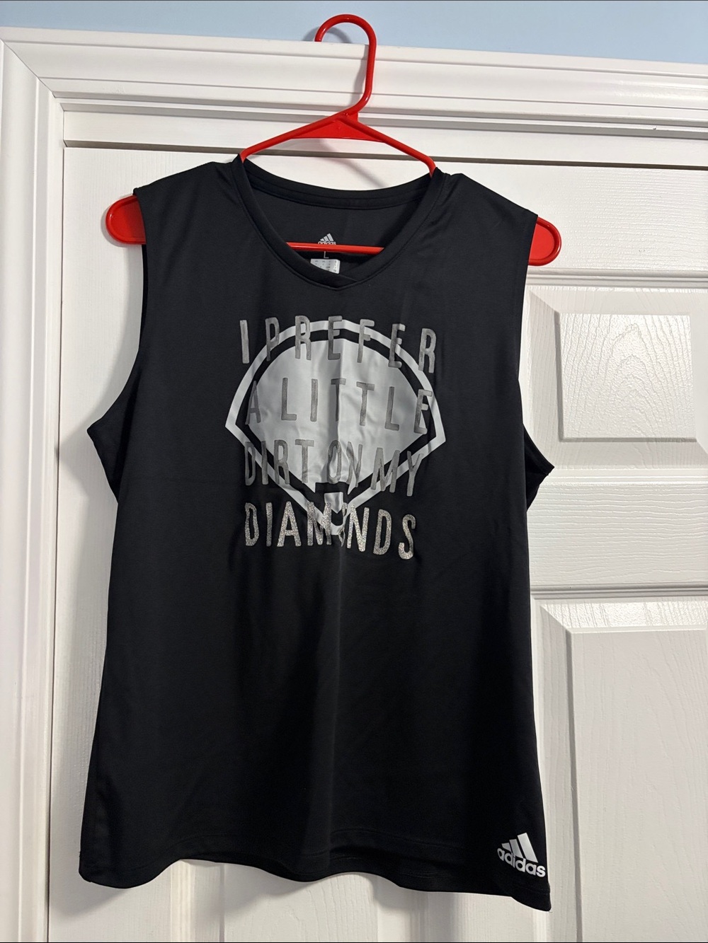 Adidas Black Sleeveless Graphic Tank with Silver Print